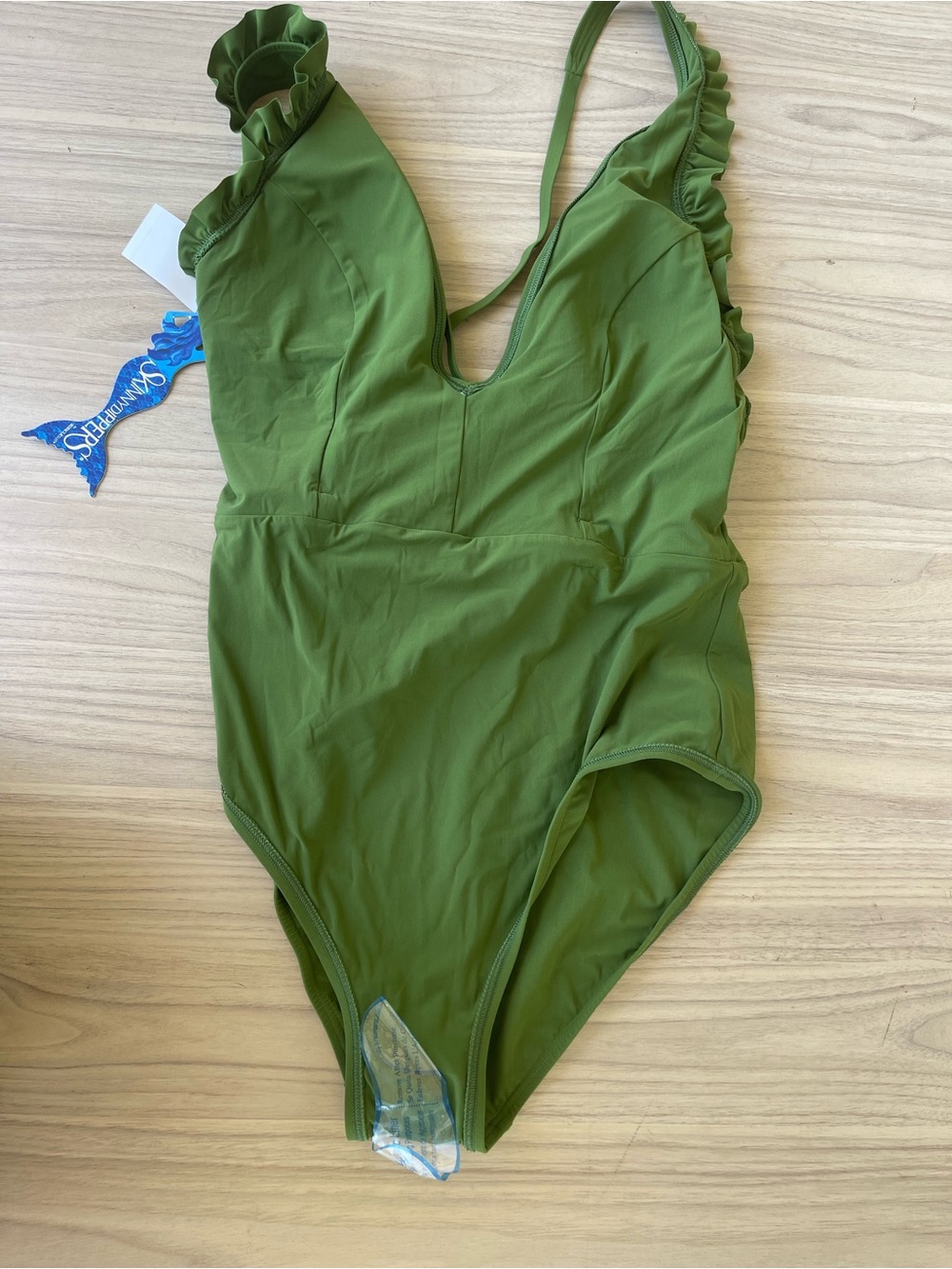 Olive Green Belted One-Piece Swimsuit - Women Intimates & Sleepwear Shapewear - Picture 5 of 11